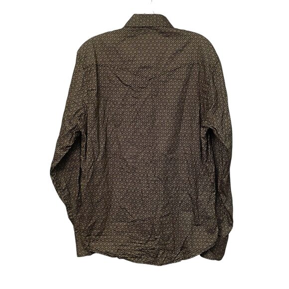 Rodeo Clothing Co. Western Plaid Pearl Snap Shirt Men’s Medium Brown Hexagon - Picture 2 of 12
